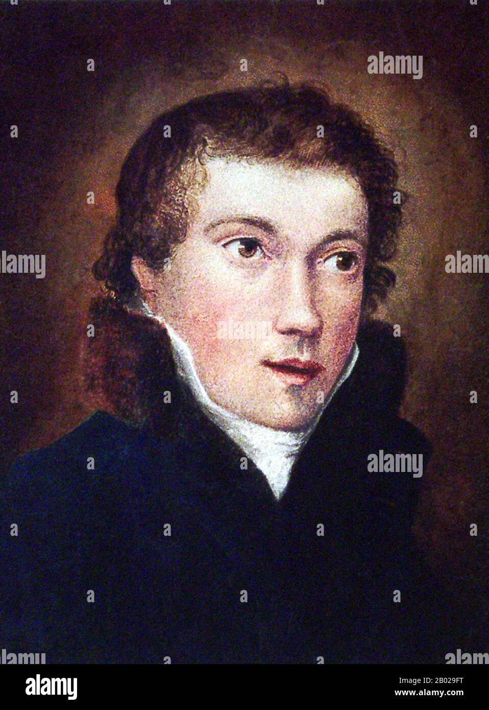 England/Vereinigtes Königreich: John Keats (* 31. Oktober 1795 bis 23. Februar 1821), englischer romantischer Dichter. Ölgemälde auf Leinwand, 19. Jahrhundert. John Keats war eine der Hauptfiguren der zweiten Generation romantischer Dichter, zusammen mit Lord Byron und Percy Bysshe Shelley, obwohl sein Werk erst vier Jahre vor seinem Tod veröffentlicht wurde. Es wird angenommen, dass er Opium als Inspiration für einige seiner größten Gedichte verwendet hat. Obwohl seine Gedichte von den Kritikern während seines Lebens im Allgemeinen nicht gut aufgenommen wurden, wuchs sein Ruf nach seinem Tod. Stockfoto