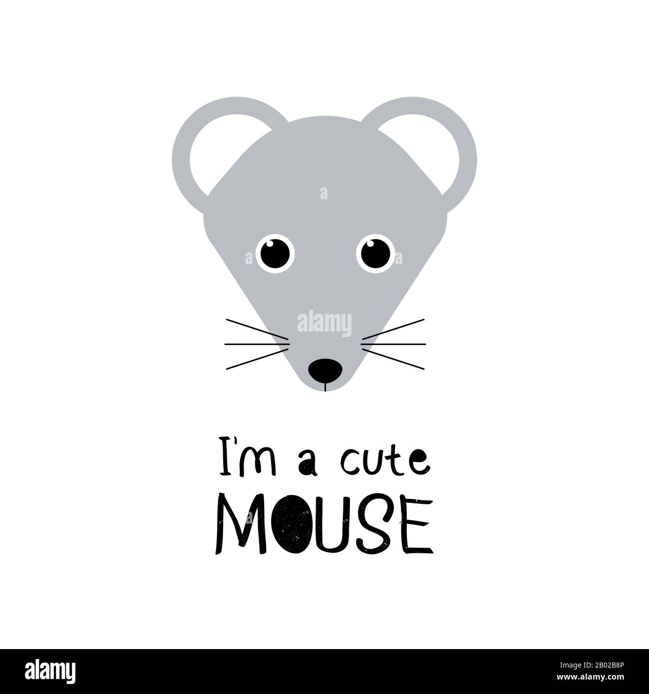 Niedliche Maus. Cartoon Tier Gesicht. Vector Funny Illustration für Kinder T-Shirt Print Design, Poster, Geschenkkarte Stock Vektor