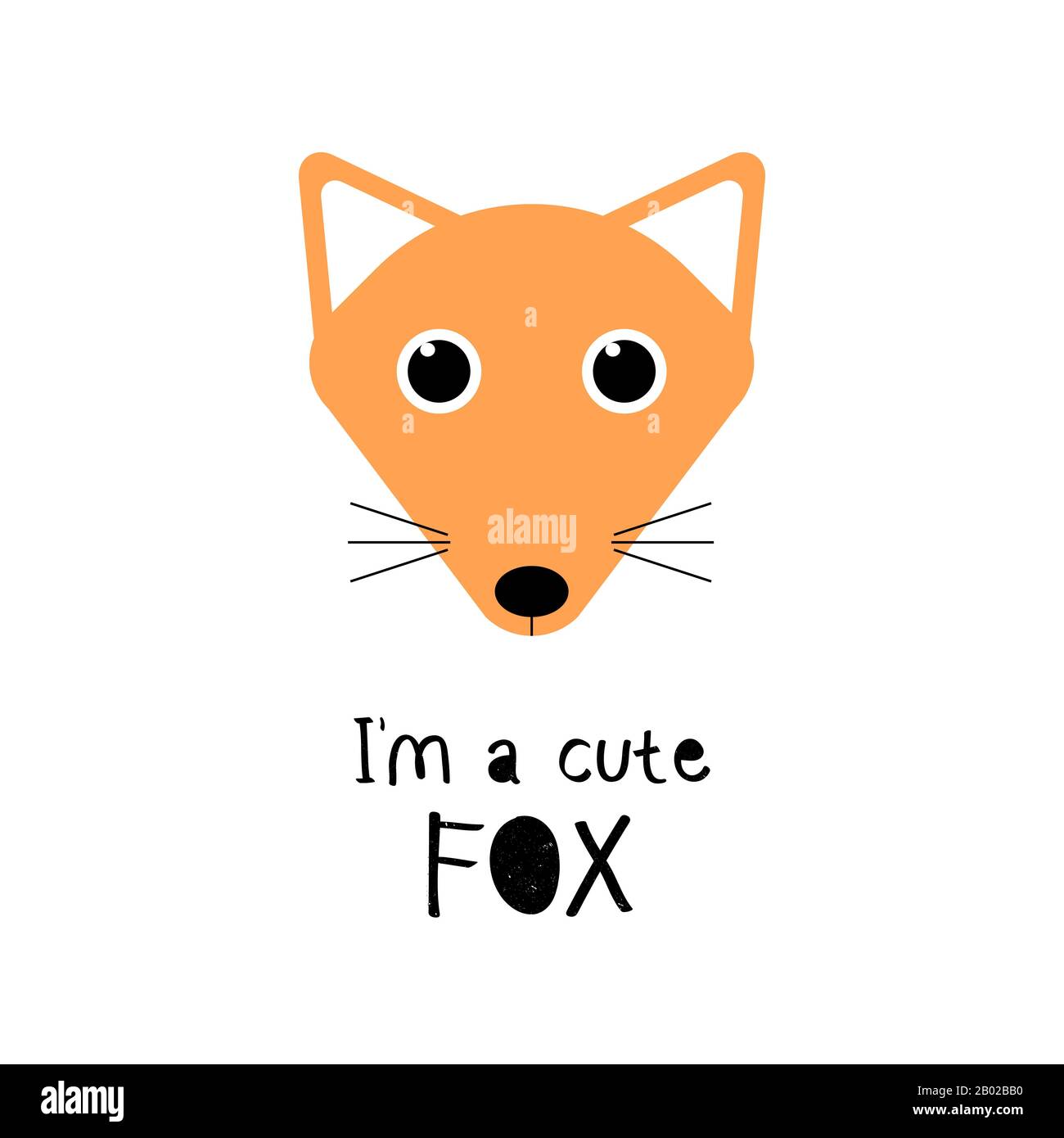 Süßer Fuchs. Cartoon Tier Gesicht. Vector Funny Illustration für Kinder T-Shirt Print Design, Poster, Geschenkkarte Stock Vektor