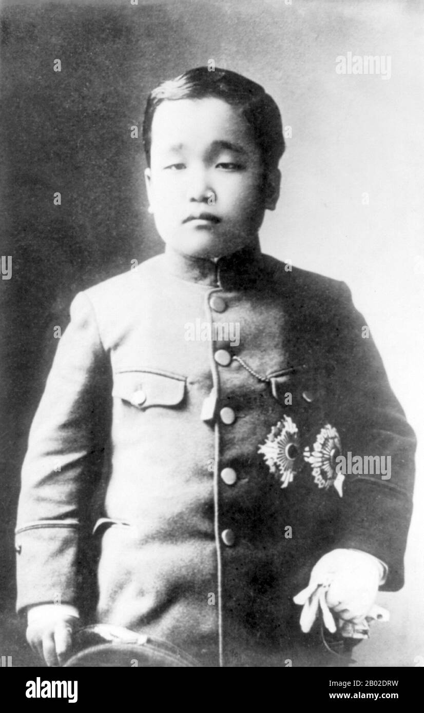 Prinz Imperial Yeong, der Prinz Uimin (auch Euimin), auch Yi Un, Yi Eun, Lee Eun und Un Yi (20. Oktober 1897 - 1. Mai 1970) genannt, war der 28. Leiter des koreanischen Kaiserhauses, ein General der Kaiserlich japanischen Armee und der letzte Prinz der koreanischen Krone. Stockfoto