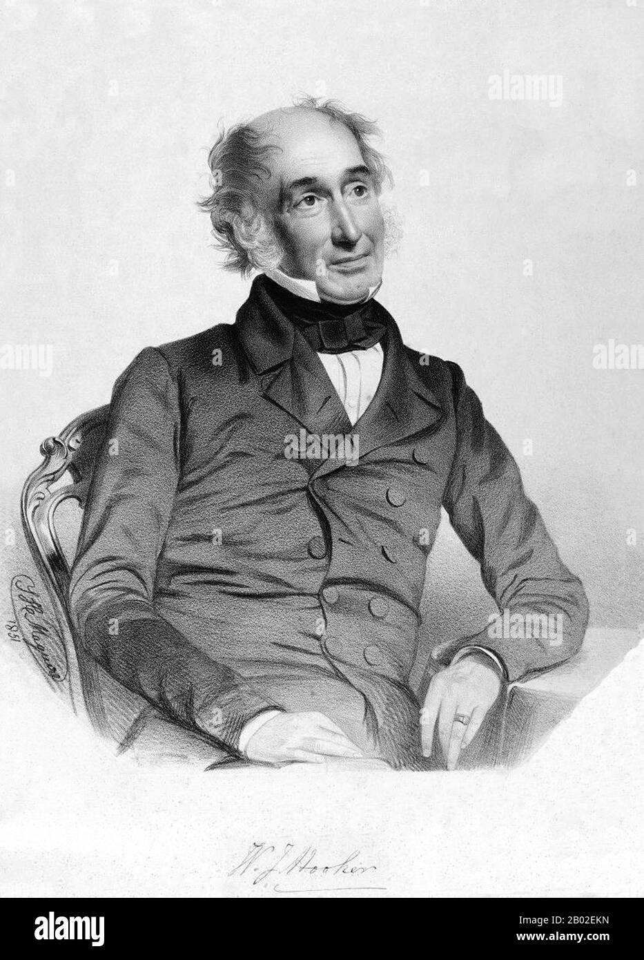 Sir William Jackson Hooker (1785-1865) war ein britischer systematischer Botaniker und Fleckenologe, der über 259 Taxonnamen verfasste. Sein Sohn war auch ein berühmter Botaniker, Sir Joseph Dalton Hooker, der ihm die Nachfolge in der Direktorschaft der Royal Botanic Gardens, Kew antrat. Stockfoto