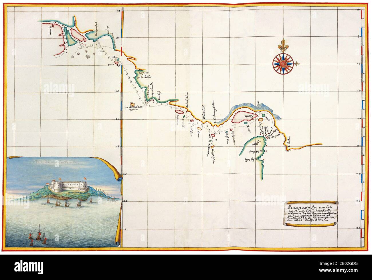 Der Atlas Maior ist die endgültige Fassung des Atlases von Joan Blaeu, der zwischen 1662 und 1672 in Amsterdam in lateinischer (11 Bände), französischer (12 Bände), niederländischer (9 Bände), deutscher (10 Bände) und spanischer (10 Bände) veröffentlicht wurde und 594 Karten und rund 3000 Seiten Text enthält. Es war das größte und teuerste Buch, das im siebzehnten Jahrhundert veröffentlicht wurde. Früher erschienen ab 1634 wesentlich kleinere Versionen mit dem Titel Theatrum Orbis Terrarum, sive, Atlas Novus. Stockfoto