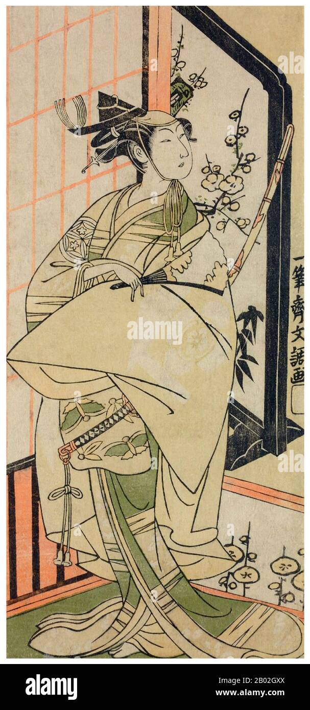 Samurai ist die Bezeichnung für den militärischen Adel des vorindustriellen Japan. Ende des 12. Jahrhunderts wurde Samurai fast völlig zum Synonym für Bushi, und das Wort war eng mit den mittleren und oberen Echelonen der Krieger-Klasse verbunden. Die Samurai folgten einer Reihe von Regeln, die als Bushidō bekannt wurden. Während sie weniger als zehn Prozent der japanischen Bevölkerung zählten, sind Samurai-Lehren heute noch sowohl im Alltag als auch in der Kampfkunst wie Kendō zu finden, was die Art des Schwerts bedeutet. Stockfoto