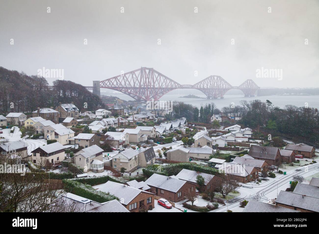 Winters Day an der Forth Rail Bridge in der Nähe von Edinburgh Scotland. Stockfoto