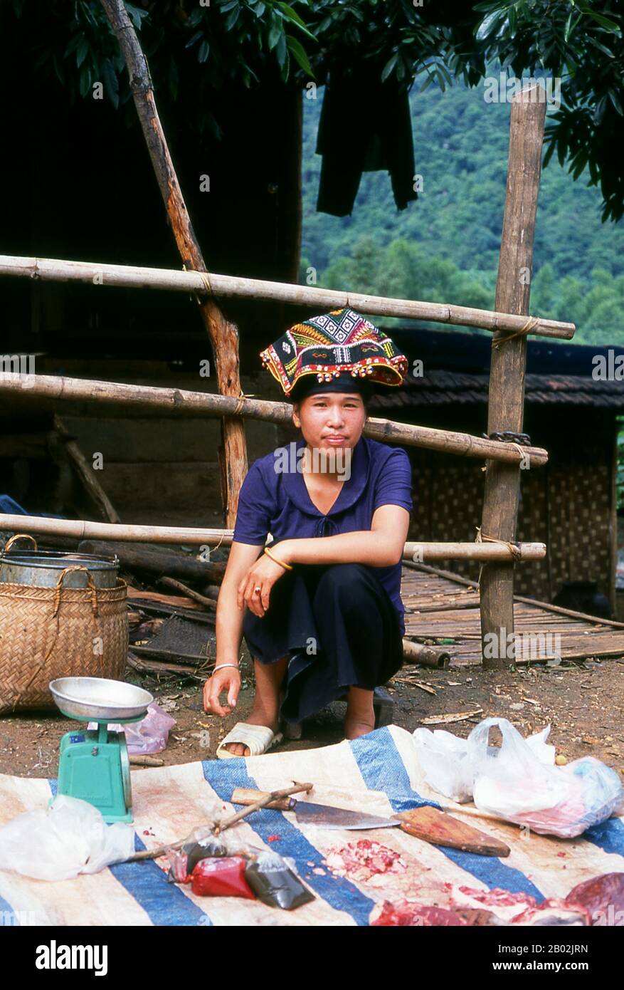 In den engen Bergtälern der Provinzen Son La, Dien Bien und Lai Chau in Nordvietnamesen bleiben die Tai eine sehr spürbare und selbstbewusste Minderheit. Sie sind in weiße Tai- und Schwarze Tai-Gemeinden unterteilt, während weiter südlich, an der Lao-Grenze in Thanh Hoa und Nghe An Provinzen, Red Tai überwiegen. Diese Untergruppen zeichnen sich durch das Kleid ihrer Frauen aus. Vietnams Tai sind Menschen der Bergtäler. Nasse Reisfelder anbauend sind sie relativ wohlhabend und genießen mehr Sicherheit und einen deutlich höheren Lebensstandard als die Menschen auf den Berghängen. Sie sind Kult Stockfoto