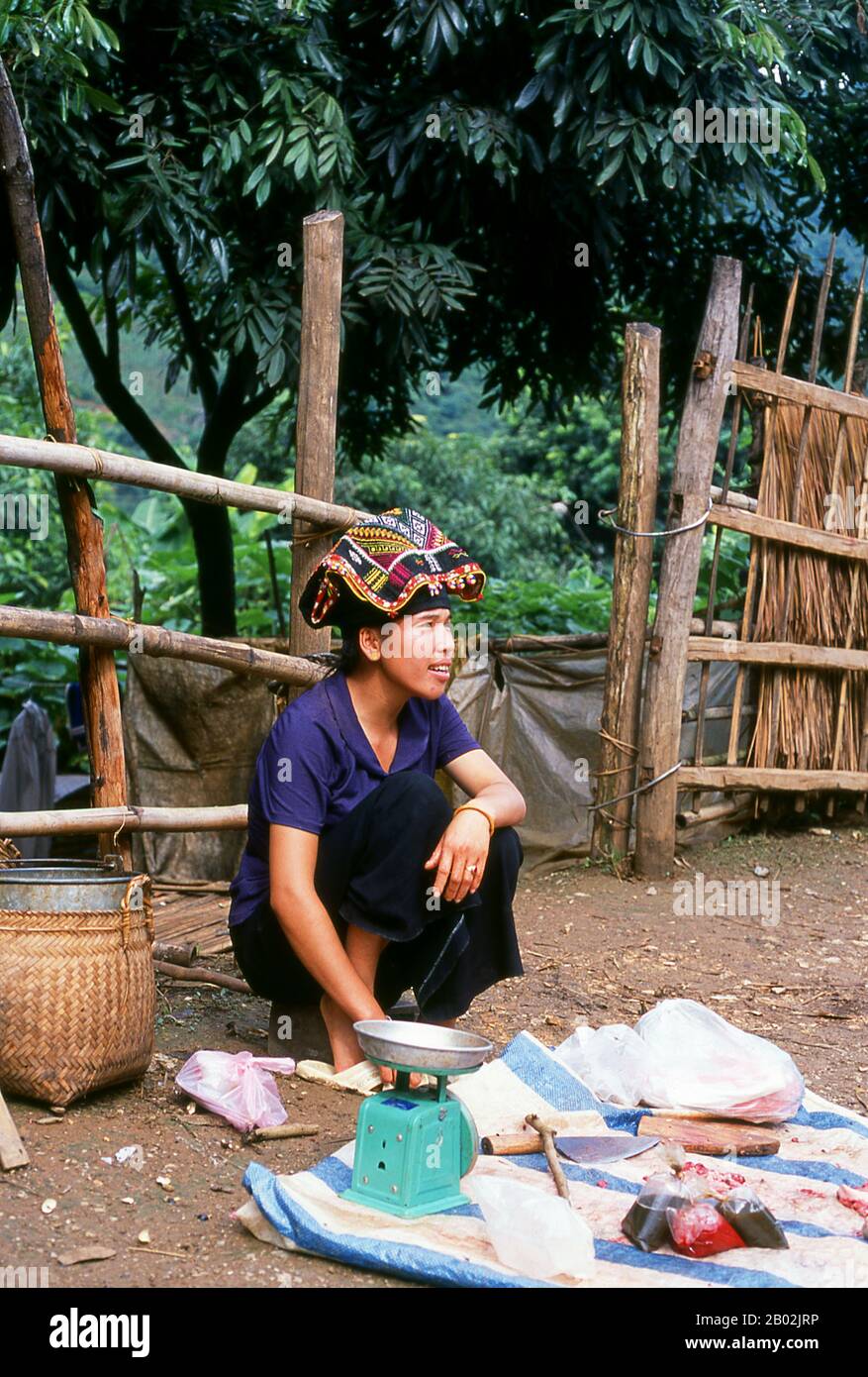 In den engen Bergtälern der Provinzen Son La, Dien Bien und Lai Chau in Nordvietnamesen bleiben die Tai eine sehr spürbare und selbstbewusste Minderheit. Sie sind in weiße Tai- und Schwarze Tai-Gemeinden unterteilt, während weiter südlich, an der Lao-Grenze in Thanh Hoa und Nghe An Provinzen, Red Tai überwiegen. Diese Untergruppen zeichnen sich durch das Kleid ihrer Frauen aus. Vietnams Tai sind Menschen der Bergtäler. Nasse Reisfelder anbauend sind sie relativ wohlhabend und genießen mehr Sicherheit und einen deutlich höheren Lebensstandard als die Menschen auf den Berghängen. Sie sind Kult Stockfoto