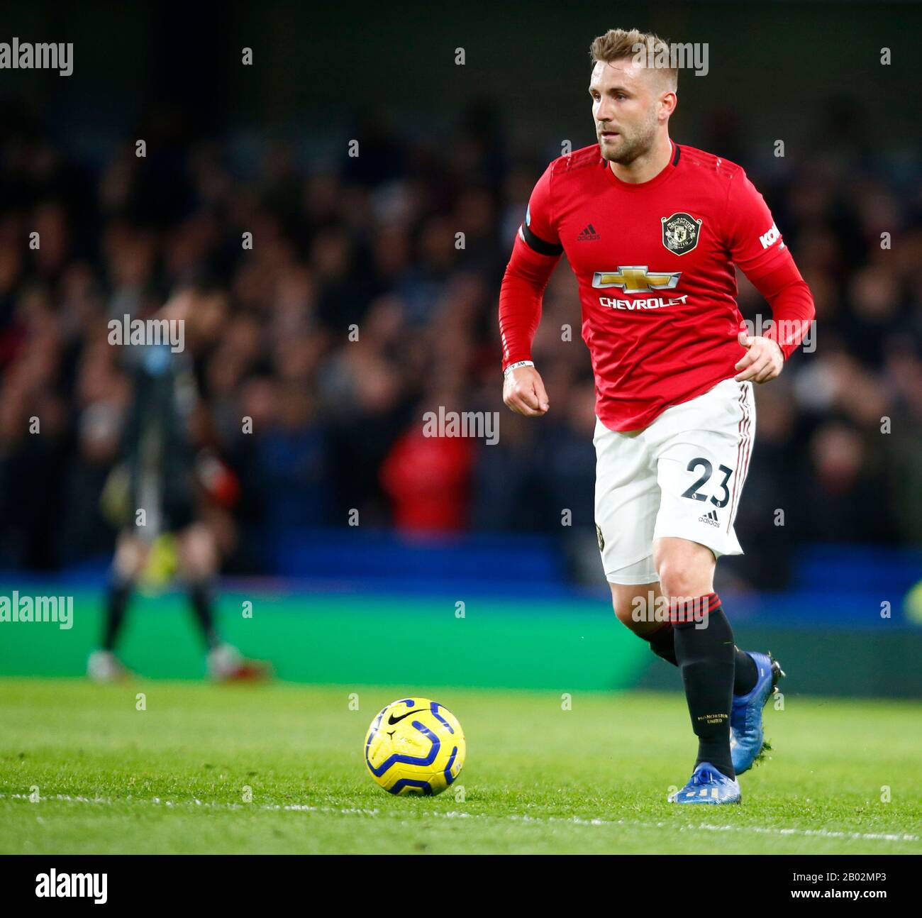 LONDON, GROSSBRITANNIEN. 17. Februar: Luke Shaw von Manchester United während der englischen Premier League zwischen Chelsea und Manchester United in St Stockfoto