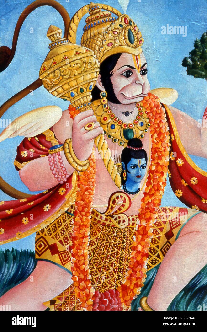 Die HinduGottheit Hanuman ist ein glühender Anhänger von Rama, einer