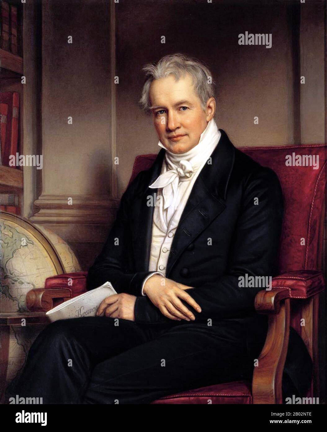 Friedrich Wilhelm Heinrich Alexander von Humboldt war ein preussischer Geograph, Naturforscher und Entdecker und der jüngere Bruder des preussischen Ministers, Philosophen und Sprachwissenschaftlers Wilhelm von Humboldt (1767-1835). Die quantitative Arbeit von Humboldt zur botanischen Geographie legte den Grundstein für den Bereich der Biogeographie. Zwischen den Jahren von 1799 und 1804 reiste Humboldt ausgiebig in Lateinamerika, erkundete und beschrieb es erstmals aus moderner wissenschaftlicher Sicht. Seine Beschreibung der Reise wurde in einer enormen Menge von über 21 Jahren geschrieben und veröffentlicht. Er war einer der FI Stockfoto