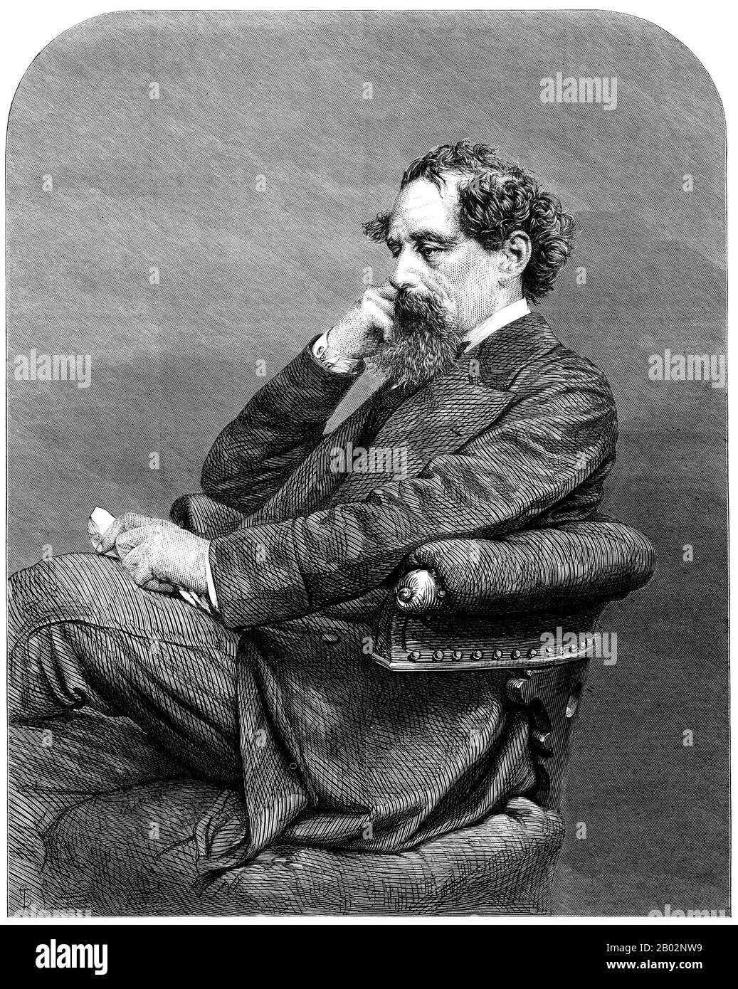 Charles John Huffam Dickens (7. Februar 1812 - 9. Juni 1870) war ein englischer Schriftsteller und Gesellschaftskritiker. Er schuf einige der bekanntesten fiktiven Figuren der Welt und gilt allgemein als der größte Romanautor der viktorianischen Zeit. Während seines Lebens erfreuten sich seine Werke einer beispiellosen Popularität, und bis zum zwanzigsten Jahrhundert wurde er von Kritikern und Gelehrten weithin als literarisches Genie angesehen. Seine Romane und Kurzgeschichten sind weiterhin weit verbreitet. Dickens wurde im englischen Portsmouth geboren und musste die Schule verlassen, um in einer Fabrik zu arbeiten, als sein Vater ins Schuldnergefängnis geworfen wurde. Altho Stockfoto
