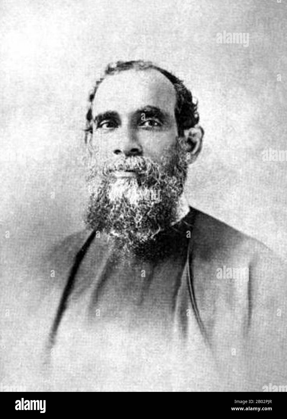 Surendranath Banerjee war einer der ältesten politischen Führer Indiens während des britischen Raj. Er gründete die Indian National Association, eine der ältesten politischen Organisationen Indiens und wurde später leitender Führer des Indian National Congress. Bekannt wurde er auch durch den Sobriquet, Rashtraguru, "der Lehrer der Nation". Stockfoto