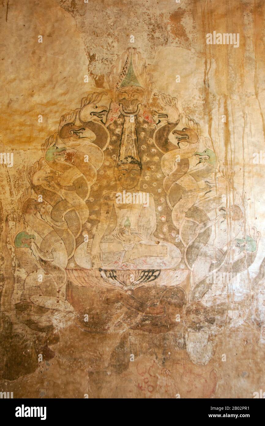 Der Sulamani-Tempel wurde 1183 von König Narapatisithu (r. 1174 - 1211). Bagan, früher Pagan, wurde hauptsächlich zwischen dem 11. Und 13. Jahrhundert erbaut. Formal mit Arimaddanapura oder Arimaddana (die Stadt des Feindlichen Kreuzers) betitelt und auch Tambadipa (das Land der Kupfer) oder Tassadessa (das Geparchte Land) genannt, war es die Hauptstadt mehrerer uralter Königreiche in Birma. Stockfoto