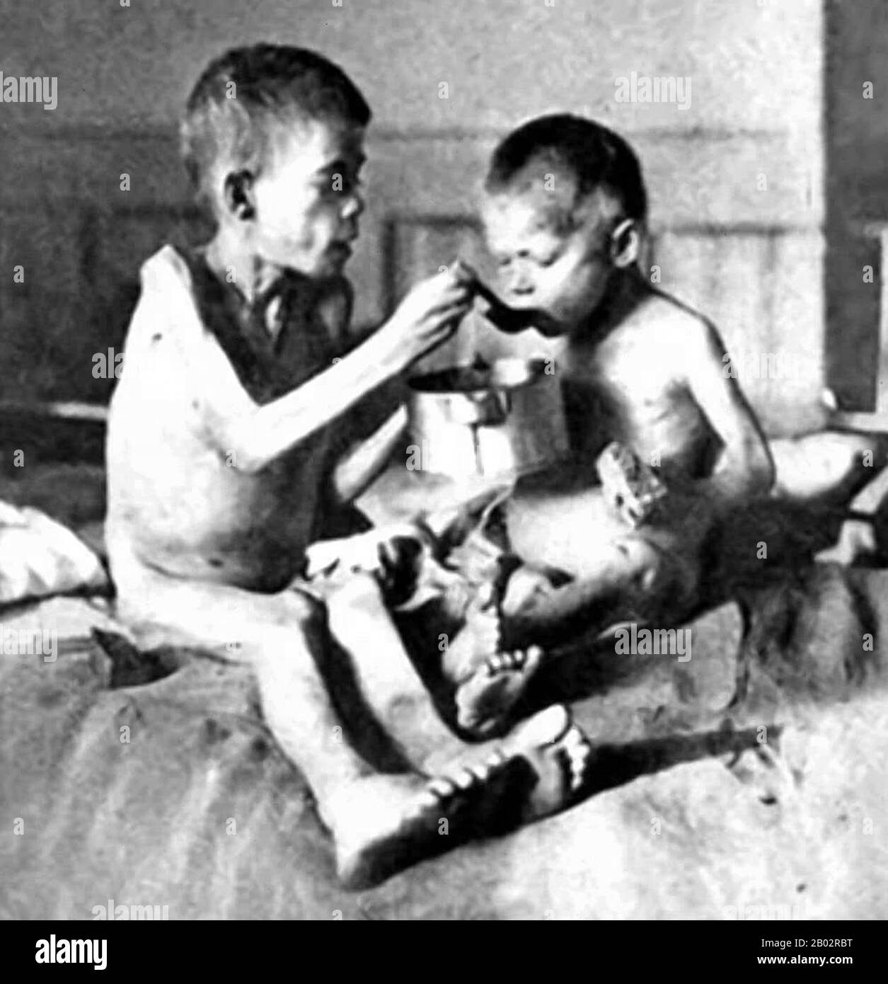 Der Holodomor war eine vom Menschen gemachte Hungersnot in der ukrainischen Sozialistischen Sowjetrepublik in den Jahren 1932 und 1933, bei der schätzungsweise 2,5-7,5 Millionen Ukrainer getötet wurden, wobei Millionen mehr in demographischen Schätzungen gezählt wurden. Es war Teil der größeren Katastrophe, der sowjetischen Hungersnot von 1932-33, die die großen Getreideanbaugebiete des Landes betraf. Während des Holodomors starben Millionen von Bürgern der ukrainischen SSR, von denen die meisten ethnische Ukrainer waren, in einer in der Geschichte der Ukraine beispiellosen Friedenskatastrophe am Hunger.Seit 2006 wird der Holodomor von der unabhängigen Ukraine a anerkannt Stockfoto