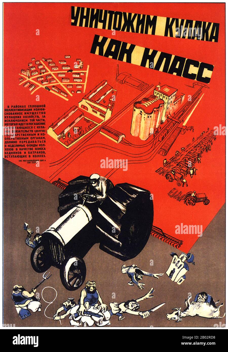 Kulaken waren eine Kategorie relativ wohlhabender Bauern im späteren Russischen Reich, Sowjetrussland und in der frühen Sowjetunion. Das Wort Kulak bezog sich ursprünglich auf unabhängige Bauern im Russischen Reich, die aus der Bauernschaft hervorgingen und nach der 1906 begonnenen Stolypin-Reform wohlhabend wurden. Das Etikett von Kulak wurde 1918 erweitert, um alle Bauern einzubeziehen, die sich widersetzten, ihr Getreide an Ablösungen aus Moskau zu übergeben. Nach der politischen Theorie des Marxismus-Leninismus Anfang des 20. Jahrhunderts waren die Kulaken Klassenfeinde der ärmeren Bauern. Wladimir Iljich Lenin beschreiben Stockfoto