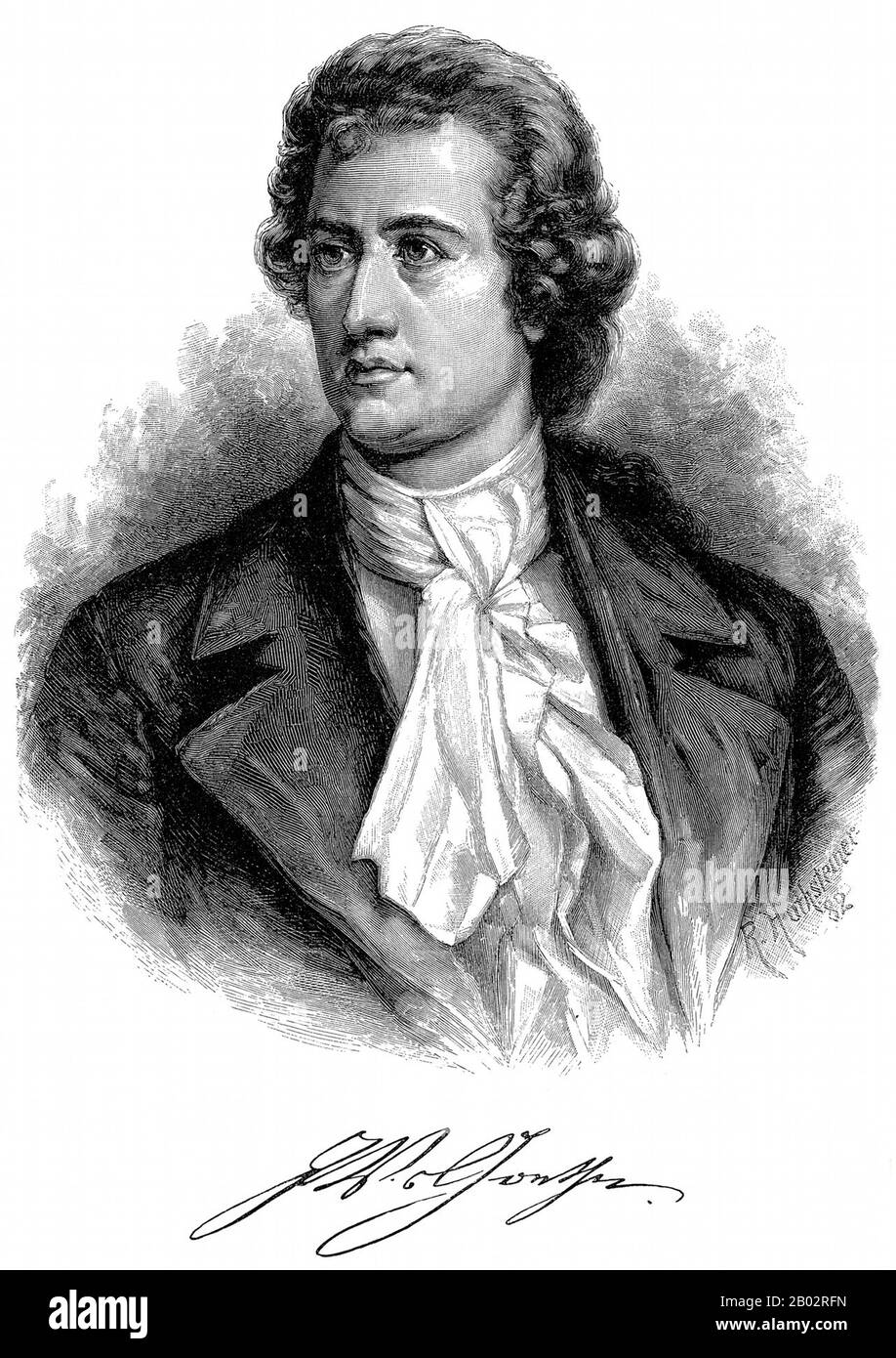 Johann Wolfgang von Goethe-Institut (28. August 1749 - 22. März 1832) war ein deutscher Schriftsteller und Staatsmann. Sein Werk umfasst epische und lyrische Lyrik, die in einer Vielzahl von Metern und Stilen geschrieben ist; Prosa- und Versdramen; Memoiren; eine Autobiografie; Literatur- und ästhetische Kritik; Abhandlungen über Botanik, Anatomie und Farbe; und vier Romane. Darüber hinaus sind zahlreiche literarische und wissenschaftliche Fragmente, mehr als 10.000 Briefe und fast 3.000 Zeichnungen von ihm erhalten. Als literarische Berühmtheit mit 25 Jahren wurde von dem Herzog von Sachsen-Weimar, Karl August, im Jahre 17855 nach der ersten Aufnahme der Residenz TH verärscht Stockfoto