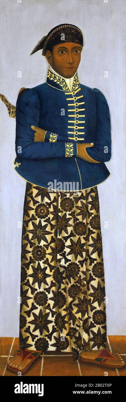 1624 erobert Sultan Agung von Mataram Madura und die Regierung der Insel wurde unter die Cakraningraten gebracht, eine einzige fürstliche Linie. Die Familie Cakrangingrat stellte sich gegen die mitteljavanische Herrschaft und besiegte oft große Teile von Mataram. In einem 1743 geschlossenen Vertrag mit den Holländern trat Pakubuwono I. die volle Souveränität Maduras an die Holländer ab. Die Niederländer setzten Maduras administrative Unterteilungen von vier Staaten mit jeweils eigenem Regenten fort. Die Insel war zunächst wichtig als Quelle kolonialer Truppen und in der zweiten Hälfte des neunzehnten Jahrhunderts wurde sie die Hauptquelle für Salz für niederländisch kontrollierte t Stockfoto