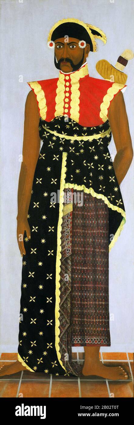 1624 erobert Sultan Agung von Mataram Madura und die Regierung der Insel wurde unter die Cakraningraten gebracht, eine einzige fürstliche Linie. Die Familie Cakrangingrat stellte sich gegen die mitteljavanische Herrschaft und besiegte oft große Teile von Mataram. In einem 1743 geschlossenen Vertrag mit den Holländern trat Pakubuwono I. die volle Souveränität Maduras an die Holländer ab. Die Niederländer setzten Maduras administrative Unterteilungen von vier Staaten mit jeweils eigenem Regenten fort. Die Insel war zunächst wichtig als Quelle kolonialer Truppen und in der zweiten Hälfte des neunzehnten Jahrhunderts wurde sie die Hauptquelle für Salz für niederländisch kontrollierte t Stockfoto