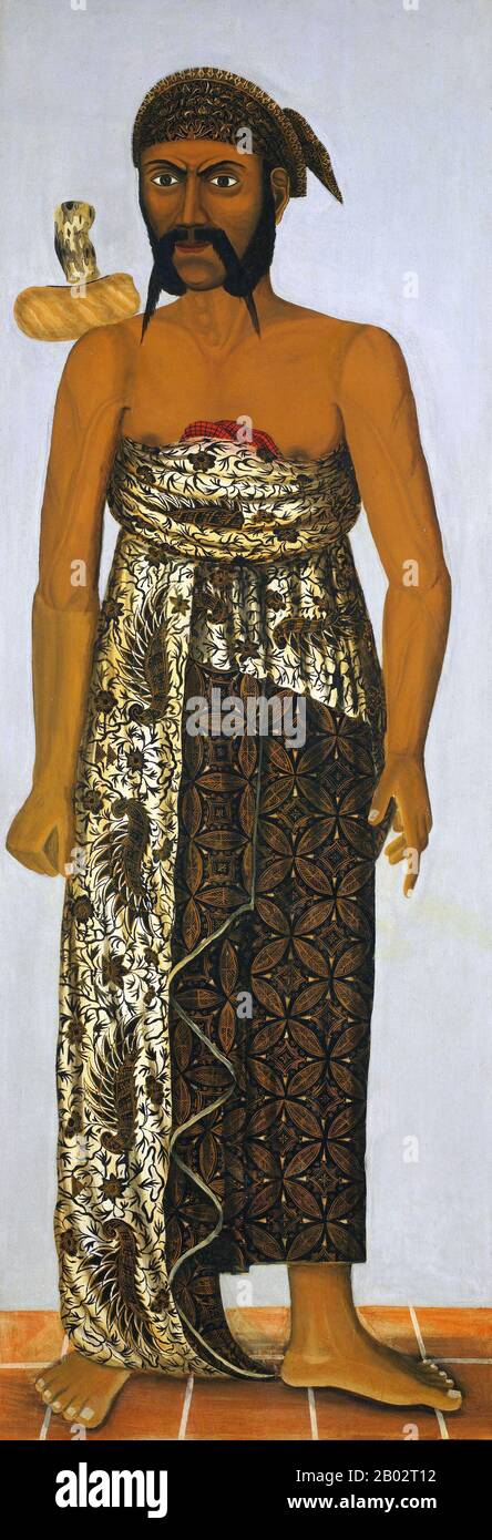 1624 erobert Sultan Agung von Mataram Madura und die Regierung der Insel wurde unter die Cakraningraten gebracht, eine einzige fürstliche Linie. Die Familie Cakrangingrat stellte sich gegen die mitteljavanische Herrschaft und besiegte oft große Teile von Mataram. In einem 1743 geschlossenen Vertrag mit den Holländern trat Pakubuwono I. die volle Souveränität Maduras an die Holländer ab. Die Niederländer setzten Maduras administrative Unterteilungen von vier Staaten mit jeweils eigenem Regenten fort. Die Insel war zunächst wichtig als Quelle kolonialer Truppen und in der zweiten Hälfte des neunzehnten Jahrhunderts wurde sie die Hauptquelle für Salz für niederländisch kontrollierte t Stockfoto