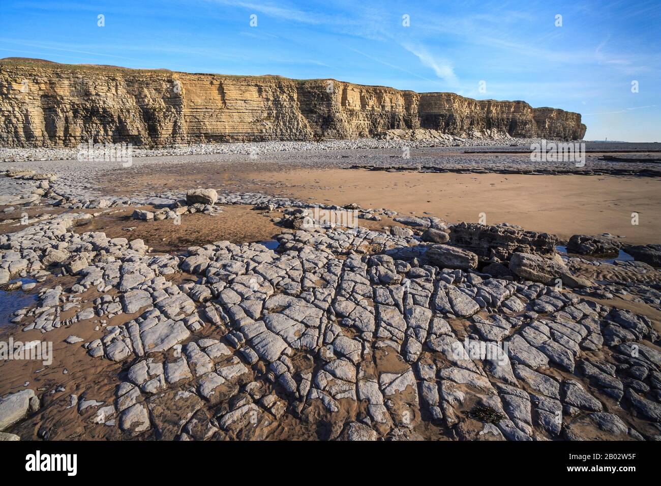 Nash Point Coastline Kalksteinpflaster Felsformationen Geologie geologische Formationen, Fossilien, Felsenpools, glamorgan Heritage Coast South wales UK gb Stockfoto