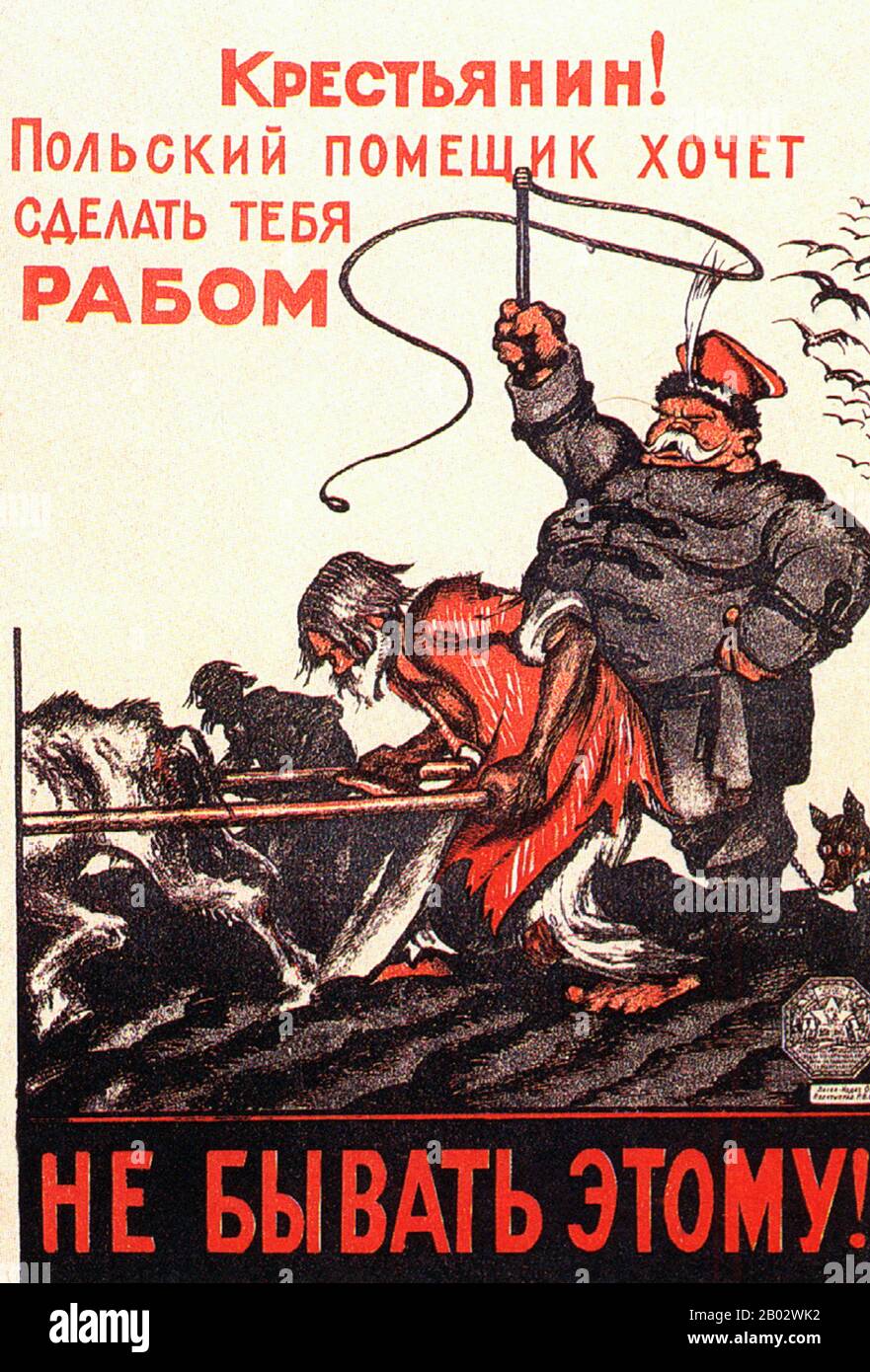 Kulaken waren eine Kategorie relativ wohlhabender Bauern im späteren Russischen Reich, Sowjetrussland und in der frühen Sowjetunion. Das Wort Kulak bezog sich ursprünglich auf unabhängige Bauern im Russischen Reich, die aus der Bauernschaft hervorgingen und nach der 1906 begonnenen Stolypin-Reform wohlhabend wurden. Das Etikett von Kulak wurde 1918 erweitert, um alle Bauern einzubeziehen, die sich widersetzten, ihr Getreide an Ablösungen aus Moskau zu übergeben. Nach der politischen Theorie des Marxismus-Leninismus Anfang des 20. Jahrhunderts waren die Kulaken Klassenfeinde der ärmeren Bauern. Wladimir Iljich Lenin beschreiben Stockfoto