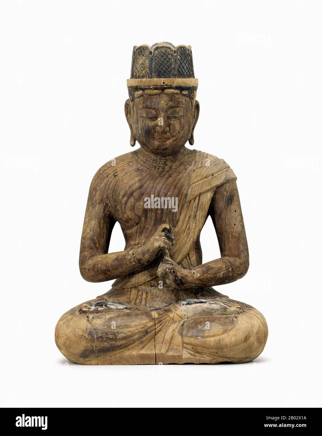 Vairocana (auch Vairochana oder Mahavairocana, ist ein himmelskbuddha, der oft in Texten wie dem Blumengarland-Sutra als Glückskörper des historischen Buddha (Siddhartha Gautama) interpretiert wird. Im chinesischen, koreanischen und japanischen Buddhismus wird Vairocana auch als Verkörperung des buddhistischen Konzepts der Leere angesehen. In der Konzeption der Fünf Wisdom Buddhas des Mahayana- und Vajrayana-Buddhismus steht Vairocana im Zentrum und gilt als ein Primordial Buddha. Stockfoto