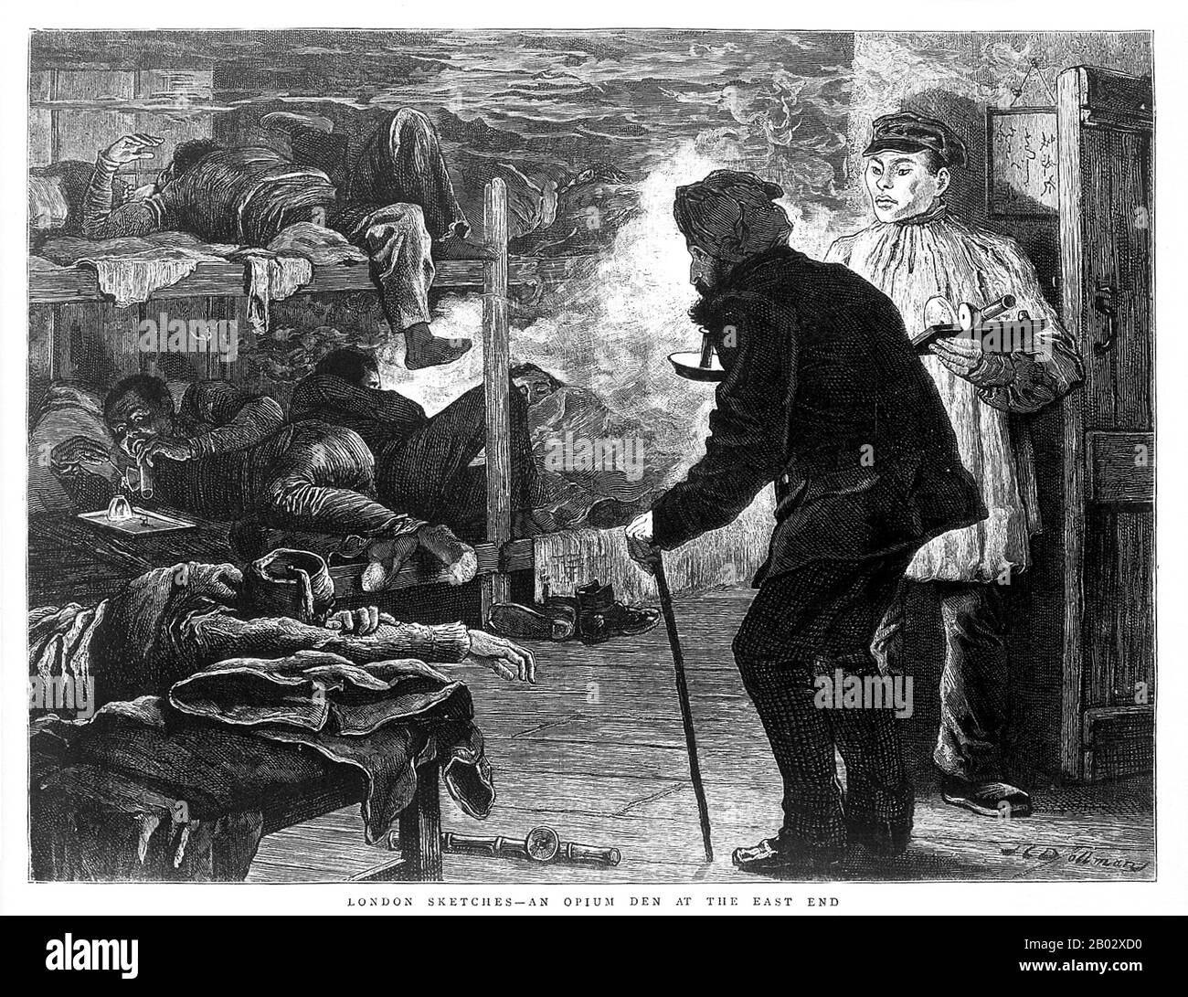 Limehouse in Stepney war Londons erster Chinatown. Die Chinesen begannen sich vor 1850 in Limehouse niederzulassen und kamen als Seeleute oder Schiffswäscherer an. Um 1890 kolonisierten Seeleute aus Shanghai Pennyfields, Amoy Place und Ming Street, während diejenigen aus Guangzhou (Kanton) und Südchina die Gill Street und den Limehouse Causeway, etwas weiter westlich, wählten. Ab den 1890er Jahren wuchs die chinesische Gemeinde im East End an Größe und breitete sich nach Osten aus, von der ursprünglichen Siedlung in Limehouse Causeway, in Pennyfields. Das Gebiet sah den Lascar, chinesischen und japanischen Seeleuten vor, die den Orientrou bearbeiten Stockfoto