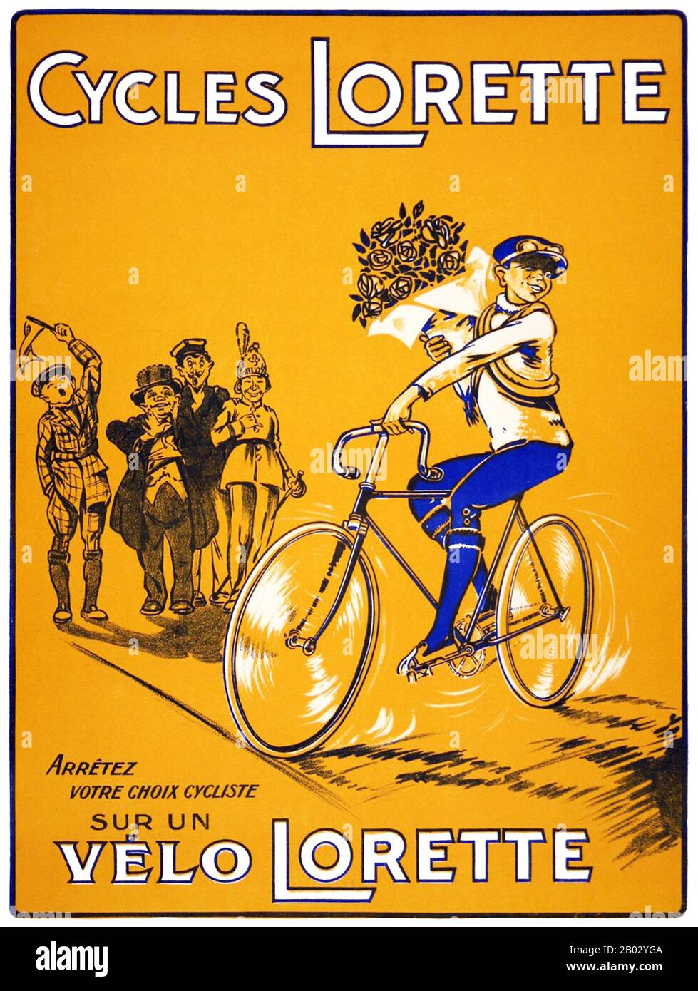 Ein Gewinner des siegreichen Radrennens sind begabte Blumen. Die Tour de France ist ein jährlich stattfindendes mehrstufiges Radrennen, das hauptsächlich in Frankreich ausgetragen wird, und gelegentlich auch Pässe durch nahe gelegene Länder macht. Das Rennen wurde erstmals 1903 organisiert. Stockfoto