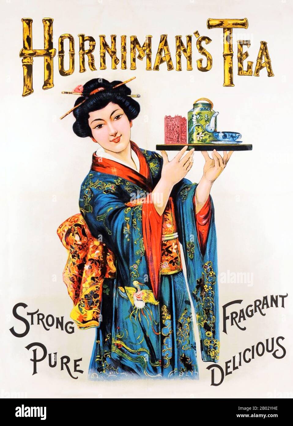 Horniman's Tea ist eine Teemarke, die derzeit im Besitz von Douwe Egberts ist. Das ursprüngliche Teehandel- und Mischgeschäft "Horniman's Tea Company" wurde 1826 in Newport, Insel Wight, vom Händler John Horniman gegründet. Im Jahr 1852 zog er das Unternehmen nach London, um näher an den verschweißten Lagerhäusern der London Docks, dem damals größten Teehandel der Welt, zu sein. Bis 1826 waren nur lose Tees verkauft worden, die es skrupellosen Händlern erlaubten, durch Hinzufügen anderer Gegenstände wie Heckenausschnitte oder Staub die Gewinne zu steigern. Horniman revolutionierte den Teehandel, indem er mechanische Geräte zur Beschleunigung des Prozesses der Fil verwendete Stockfoto