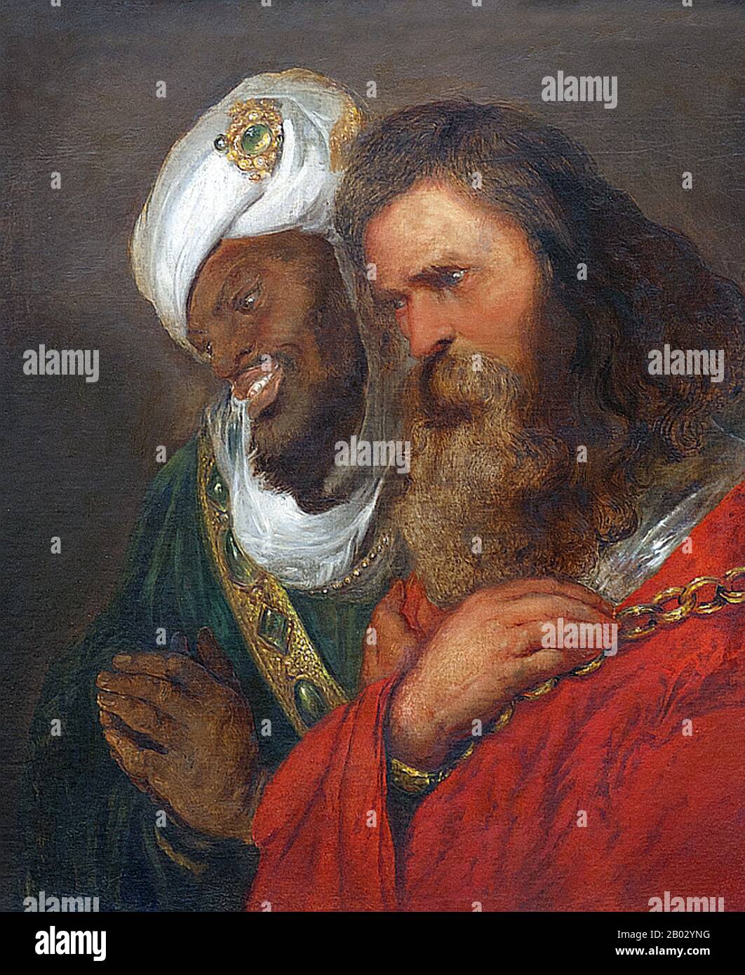 Ṣalāḥ ad-Dīn Yūsuf IBN Ayyūb (c 1138 - 4. März 1193), in der westlichen Welt besser bekannt als Saladin, war ein kurdischer Moslem, der der erste ayyubische Sultan von Ägypten und Syrien wurde. Er führte die islamische Opposition gegen die Franken und andere europäische Kreuzfahrer in der Levante an. Auf dem Höhepunkt seiner Macht herrschte er über Ägypten, Syrien, Mesopotamien, Hejaz und Jemen. Er führte die Muslime gegen die Kreuzfahrer und rekapitulieren nach seinem Sieg in der Schlacht bei Hattin schließlich Palästina vom Kreuzfahrerreich Jerusalem. Stockfoto