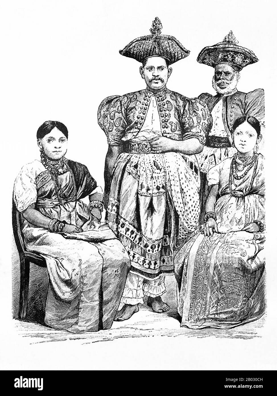Von 1861 bis 1890 veröffentlichte die Münchner Verlagsgesellschaft von Braun und Schneider Platten historischer und zeitgenössischer Tracht in ihrer Zeitschrift Munchener Bilderbogen. Diese Platten wurden schließlich in Buchform gesammelt und um die Jahrhundertwende in Deutschland und England veröffentlicht. Stockfoto