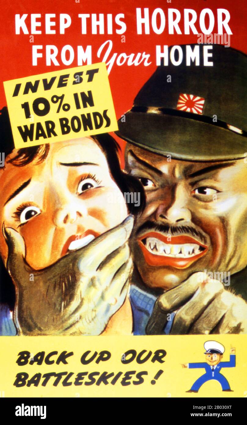 Der Pazifikkrieg, auch Asien-Pazifik-Krieg genannt, bezieht sich im großen und ganzen auf die Teile des zweiten Weltkriegs, die im Pazifischen Ozean, auf seinen Inseln und im Fernen Osten stattfanden. Der Begriff Pazifikkrieg umfasst das Theater im Pazifischen Ozean, das südwestpazifische Theater, das südostasiatische Theater und den Zweiten Sino-Japanischen Krieg, einschließlich des Sowjetisch-Japanischen Konflikts von 1945. Es wird allgemein angenommen, dass der Pazifikkrieg am 7./8. Dezember 1941 mit der japanischen Invasion Thailands zur Invasion von Britisch Malaya und dem Angriff auf Pearl Harbor in der Terri der Vereinigten Staaten begann Stockfoto