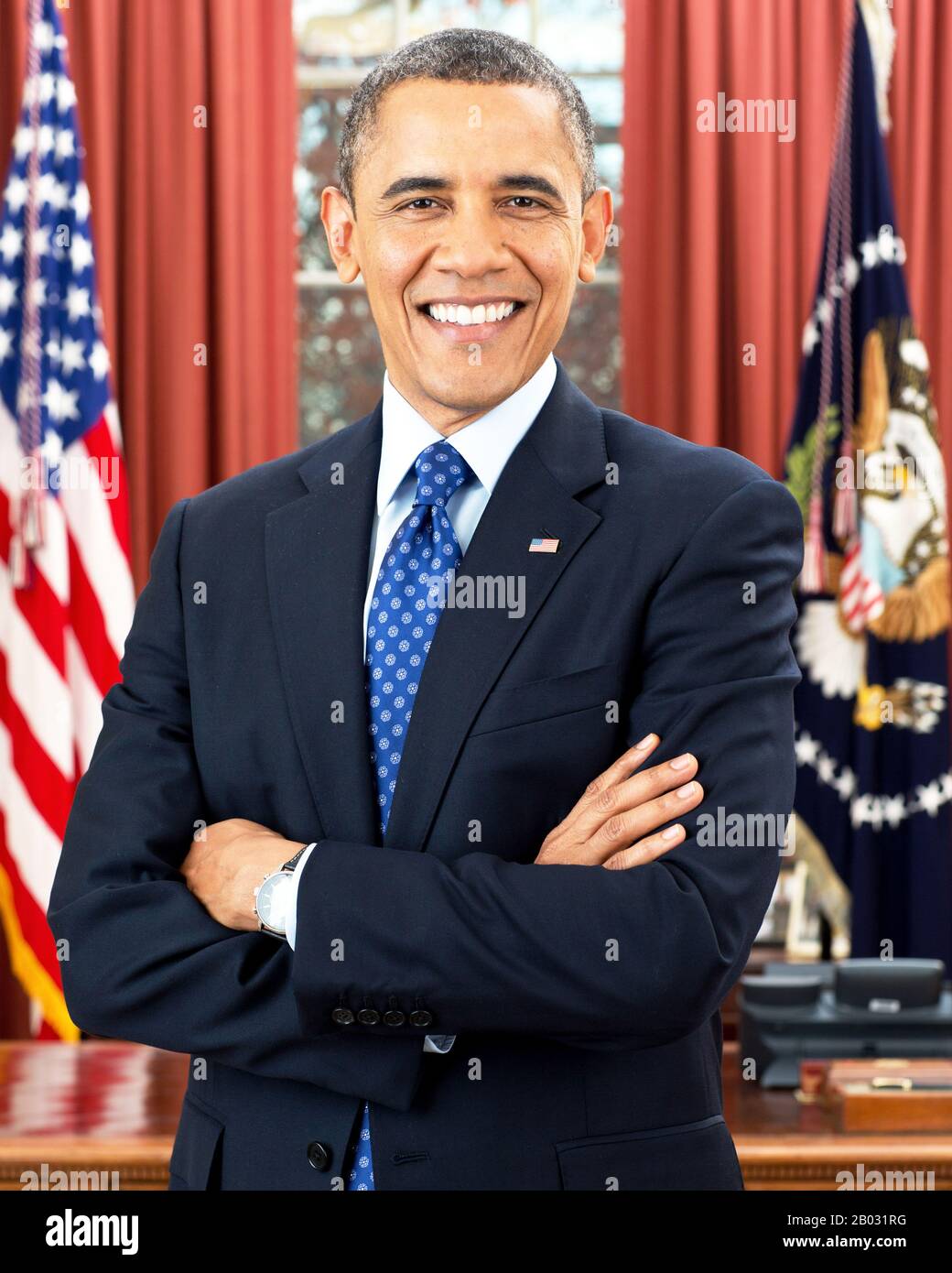 Barack Hussein Obama II (* 4. August 1961) ist der 44. Und derzeitige Präsident der Vereinigten Staaten sowie der erste afroamerikanische Amerikaner, der das Amt innehatte. Obama wurde in Honolulu, Hawaii geboren und ist Absolvent der Columbia University und der Harvard Law School, wo er als präsident der Harvard Law Review tätig war. Stockfoto