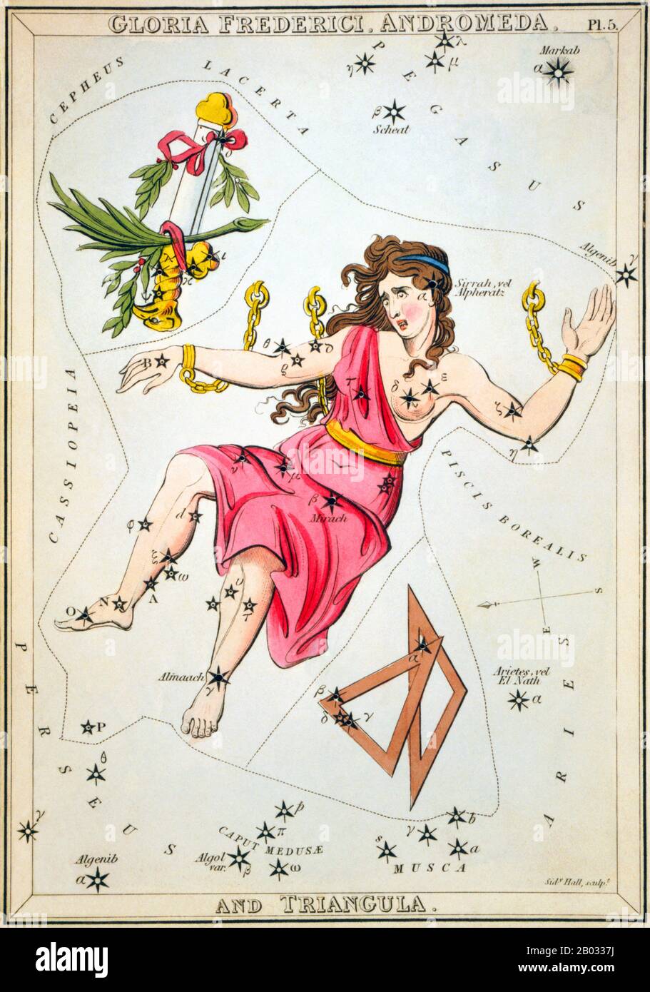 Der Spiegel der Urania; oder, eine Sicht auf Den Himmel ist ein Satz von 32 astronomischen Sternkarten, die erstmals im November 1824 veröffentlicht wurden. Sie hatten Illustrationen, die auf Alexander Jamiesons A Celestial Atlas basierten, aber durch das Hinzufügen von Löchern, die in ihnen gestochen wurden, konnten sie bis zu einem Licht gehalten werden, um eine Darstellung der Sterne des Sternenbildes zu sehen. Sie wurden von der Sidney Hall eingraviert und sollen von "einer Dame" entworfen worden sein, wurden aber seitdem als die Arbeit des Reverend Richard Rouse Bloxam identifiziert, eines Assistenzmeisters an der Rugby School. Das Cover des Box-Sets zeigte eine Darstellung der Urania, der Muse der Astronomie, an Stockfoto