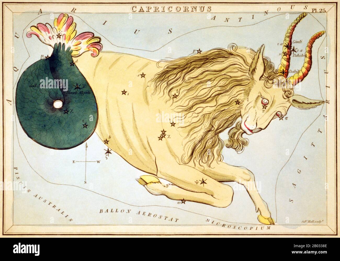 Der Spiegel der Urania; oder, eine Sicht auf Den Himmel ist ein Satz von 32 astronomischen Sternkarten, die erstmals im November 1824 veröffentlicht wurden. Sie hatten Illustrationen, die auf Alexander Jamiesons A Celestial Atlas basierten, aber durch das Hinzufügen von Löchern, die in ihnen gestochen wurden, konnten sie bis zu einem Licht gehalten werden, um eine Darstellung der Sterne des Sternenbildes zu sehen. Sie wurden von der Sidney Hall eingraviert und sollen von "einer Dame" entworfen worden sein, wurden aber seitdem als die Arbeit des Reverend Richard Rouse Bloxam identifiziert, eines Assistenzmeisters an der Rugby School. Das Cover des Box-Sets zeigte eine Darstellung der Urania, der Muse der Astronomie, an Stockfoto