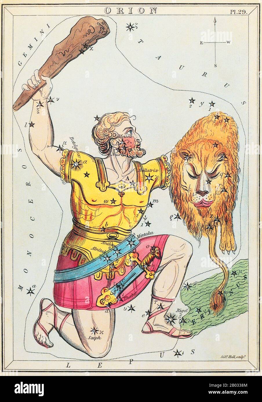 Der Spiegel der Urania; oder, eine Sicht auf Den Himmel ist ein Satz von 32 astronomischen Sternkarten, die erstmals im November 1824 veröffentlicht wurden. Sie hatten Illustrationen, die auf Alexander Jamiesons A Celestial Atlas basierten, aber durch das Hinzufügen von Löchern, die in ihnen gestochen wurden, konnten sie bis zu einem Licht gehalten werden, um eine Darstellung der Sterne des Sternenbildes zu sehen. Sie wurden von der Sidney Hall eingraviert und sollen von "einer Dame" entworfen worden sein, wurden aber seitdem als die Arbeit des Reverend Richard Rouse Bloxam identifiziert, eines Assistenzmeisters an der Rugby School. Das Cover des Box-Sets zeigte eine Darstellung der Urania, der Muse der Astronomie, an Stockfoto