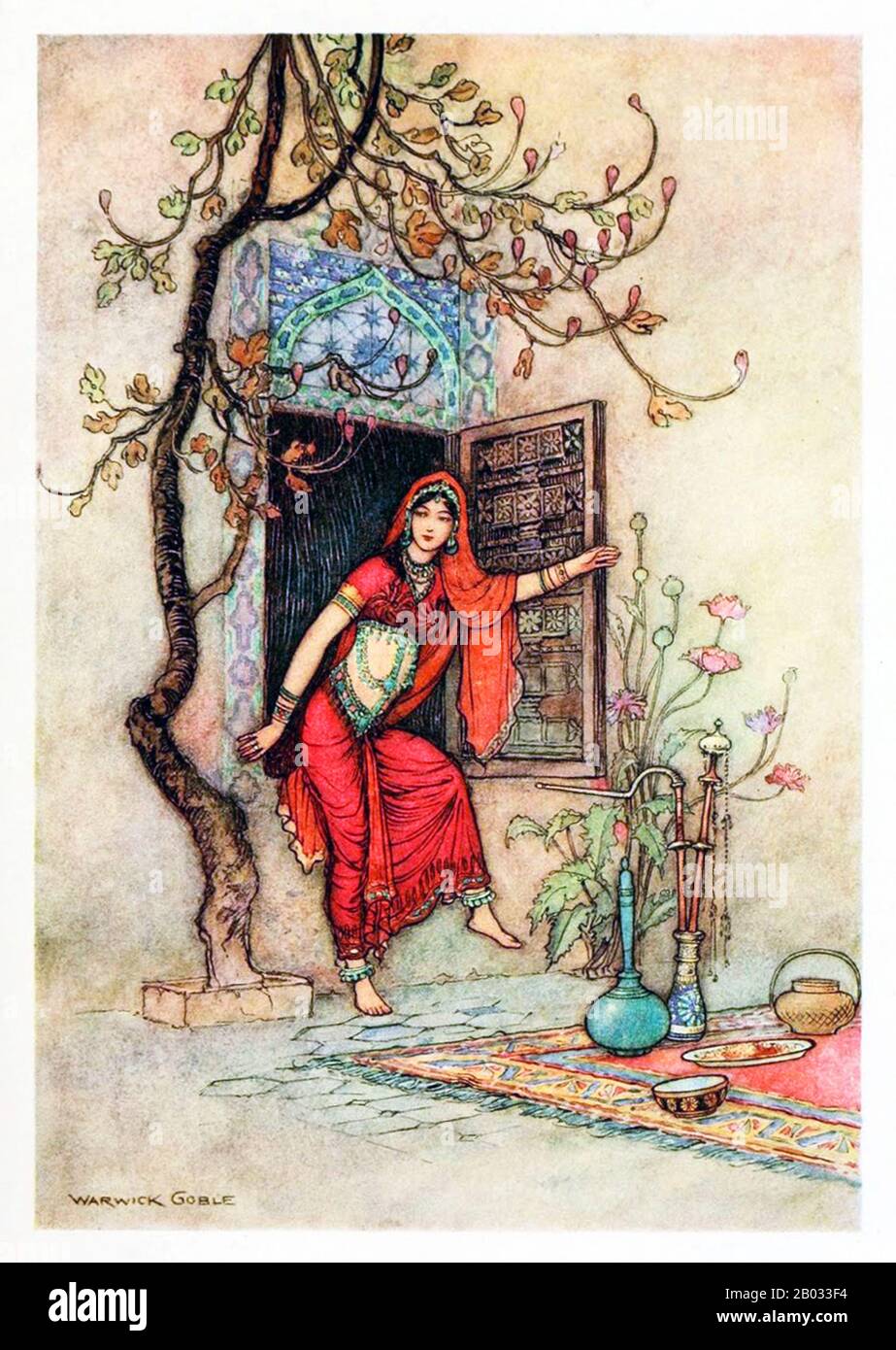 Warwick Goble (* 22. November 1862 in London; † 22. Januar 1943) war ein Illustrator von Kinderbüchern. Er spezialisierte sich auf orientalistische und indische Themen. Goble wurde in Dalston im Norden Londons als Sohn eines Geschäftsreisenden geboren und an der City of London School und der Westminster School of Art ausgebildet und Ausgebildet. Er arbeitete für einen Drucker, der sich auf Chromolithographie spezialisiert hatte und an der Pall Mall Gazette und der Westminster Gazette mitwirkte. Er wurde im Jahr 1909 Resident Gift Book Illustrator für MacMillan und produzierte Illustrationen für Die Wasserbabys, Green Willow und Andere japanische Märchen, The Co Stockfoto