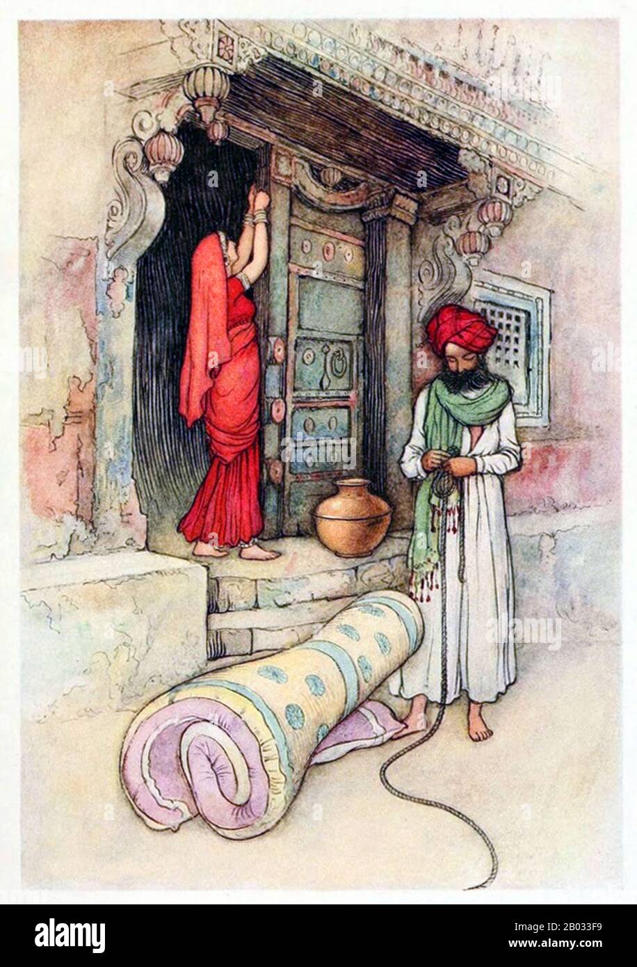 Warwick Goble (* 22. November 1862 in London; † 22. Januar 1943) war ein Illustrator von Kinderbüchern. Er spezialisierte sich auf orientalistische und indische Themen. Goble wurde in Dalston im Norden Londons als Sohn eines Geschäftsreisenden geboren und an der City of London School und der Westminster School of Art ausgebildet und Ausgebildet. Er arbeitete für einen Drucker, der sich auf Chromolithographie spezialisiert hatte und an der Pall Mall Gazette und der Westminster Gazette mitwirkte. Er wurde im Jahr 1909 Resident Gift Book Illustrator für MacMillan und produzierte Illustrationen für Die Wasserbabys, Green Willow und Andere japanische Märchen, The Co Stockfoto