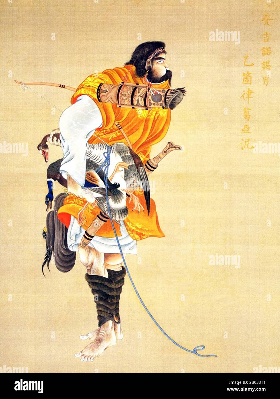 Kakizaki Hakyo (25. Juni 1764 - 26. Juli 1826) war ein Samurai-Künstler aus dem Matsumae-Clan. Sein erster künstlerischer Erfolg war eine Gruppe von 12 Porträts namens "The Ishu Retsuzo". Die Porträts waren von 12 Ainu-Chefs aus dem nördlichen Bereich von Ezo, heute Hokkaido. Stockfoto