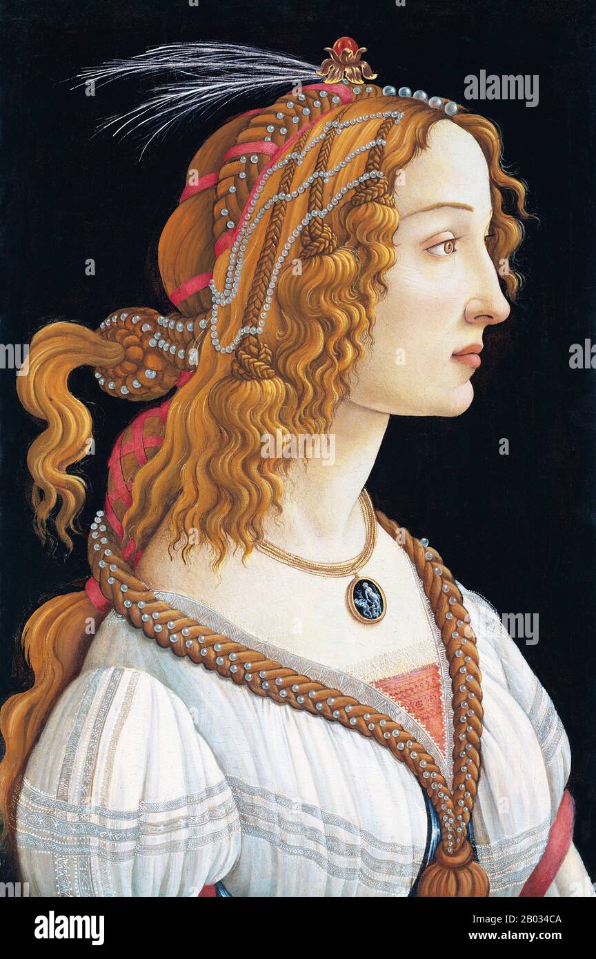 Alessandro di Mariano di Vanni Filipepi, bekannt als Sandro Botticelli (ca. 1445 - 17. Mai 1510), war ein italienischer Maler der Frührenaissance. Er gehörte der Florentiner Schule unter der Schirmherrschaft von Lorenzo de' Medici an, einer Bewegung, die Giorgio Vasari weniger als hundert Jahre später in seiner Vita von Botticelli als "goldenes Zeitalter" charakterisieren würde. Botticellis posthume Reputation litt bis ins späte 19. Jahrhundert; seitdem wird sein Werk gesehen, um die lineare Anmut der Malerei Der Frührenaissance darzustellen. Stockfoto