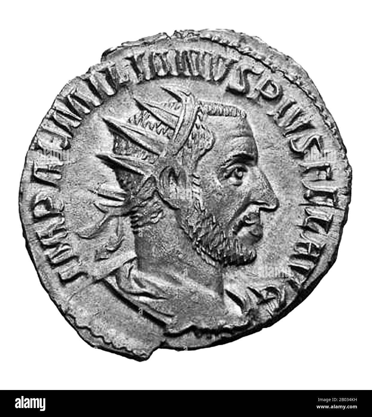 Italien: Münze zeigt Aemilianus, auch Aemilian (Marcus Aemilius Aemilianus Augustus; c. 207/213 – 253 CE), 39. Römischer Kaiser (252 CE). 253 u.Z. war er drei Monate lang römischer Kaiser. Foto von Rasiel Suarez (CC BY-SA 3.0 Lizenz). Kommandant der Moesianischen Truppen, erhielt er einen wichtigen Sieg gegen die eindringenden Goten und wurde Kaiser von seiner Armee gefeiert. Er zog dann schnell nach Italien, wo er Kaiser Trebonianus Gallus besiegte, nur um von seinen eigenen Männern getötet zu werden, als ein anderer General, Valerian, sich zum Kaiser ernannte und sich gegen Aemilian bewegte. Stockfoto