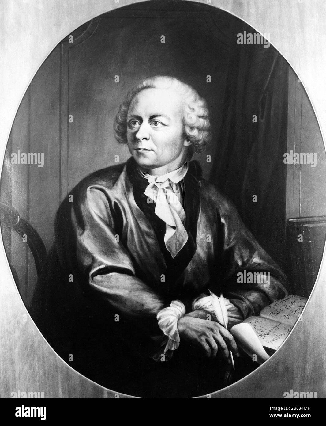 Leonhard Euler (15. April 1707 - 18. September 1783) war ein Schweizer Mathematikhistoriker, Physiker, Astronom, Logiker und Ingenieur, der wichtige und einflussreiche Entdeckungen in vielen Bereichen der Mathematik wie Infinitesimalrechnung und Graphentheorie machte und gleichzeitig bahnbrechende Beiträge zu mehreren Zweigen wie Topologie und Analytische Zahlentheorie leistete. Er führte auch einen Großteil der modernen mathematischen Terminologie und Notation ein, insbesondere für die mathematische Analyse, wie den Begriff einer mathematischen Funktion. Er ist auch bekannt für seine Arbeiten in Mechanik, Strömungsdynamik, Optik, Astronomie, A. Stockfoto