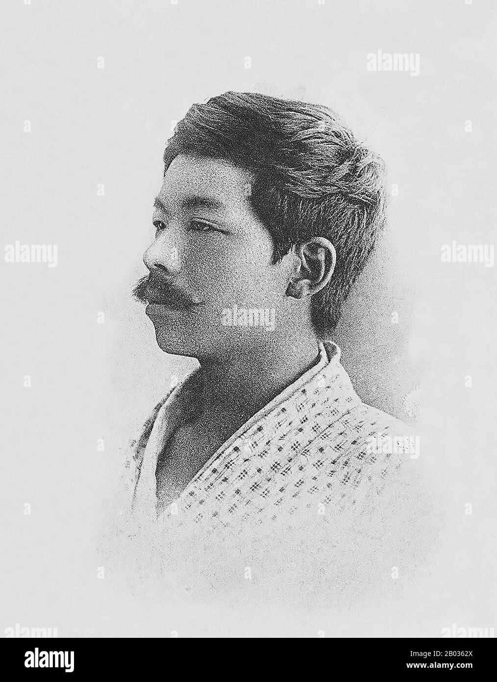 Shigeru Aoki (1882-1911) war ein japanischer Maler, der berühmt für seine Verbindung der japanischen Mythen und Legenden mit der Kunstbewegung im westlichen Stil war, die in einigen japanischen Gemälden des späten 19. Und frühen 20. Jahrhunderts zu finden war. Aoki wurde in einen Ex-Samurai-Haushalt im Norden von Kyushu geboren. Er verließ sein Haus 1899, um künstlerische Studien in Tokio zu verfolgen, und begann bald, kritische Akklamation für sein Kunstwerk und seinen Einsatz von präraphaelitären Brudertechniken, gemischt mit Kojiki-Themen, zu sammeln. Er starb im März 1911 an Tuberkulose im Alter von nur 28 Jahren. Stockfoto