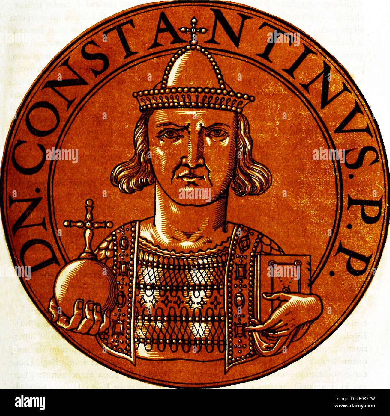 Konstantin V. (718-775), auch Konstantin der Dung genannt, war der Sohn von  Kaiser Leo III Er trat 741 die Nachfolge seines Vaters an, wurde aber fast  sofort von seinem eigenen Schwiegersohn Artabasdos