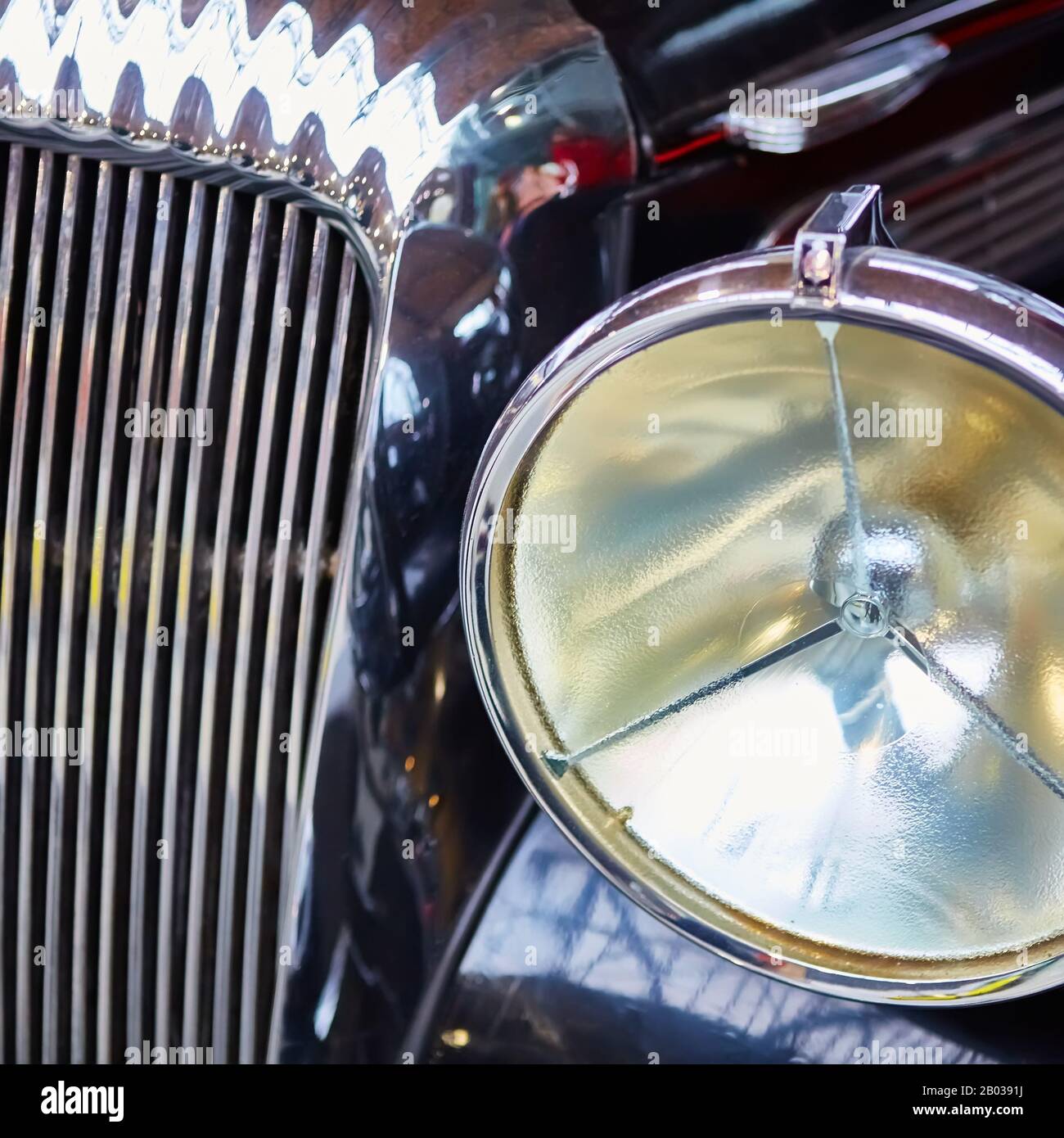 Detail des Oldtimer. Nahaufnahme des Scheinwerfers. Stockfoto