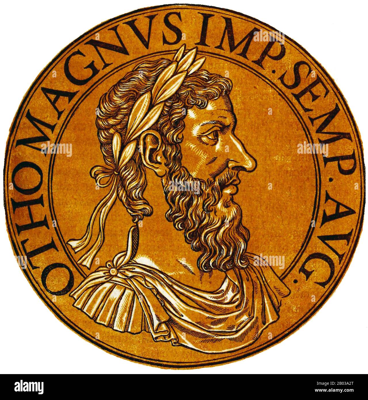 Otto I. (912-973), auch bekannt als Otto der Große, war der älteste Sohn König Henrys I. und erbat als sein Vater 936 starb das inzwischen auch zunehmend unter dem Namen Deutschland bekannte Königreich Sachsen sowie das Königtum Ostfrancia. Er vereinte die verschiedenen Duchien zu einem einzigen Königreich und stellte sicher, dass mehr Macht in den Händen des Königs und nicht in der des Adels blieb, wodurch Mitglieder seiner Familie in alle Duchien zur Verringerung der Macht der Herzogtümer, die zuvor Mitbürgern des Königs gewesen waren, eindeichten. Stockfoto