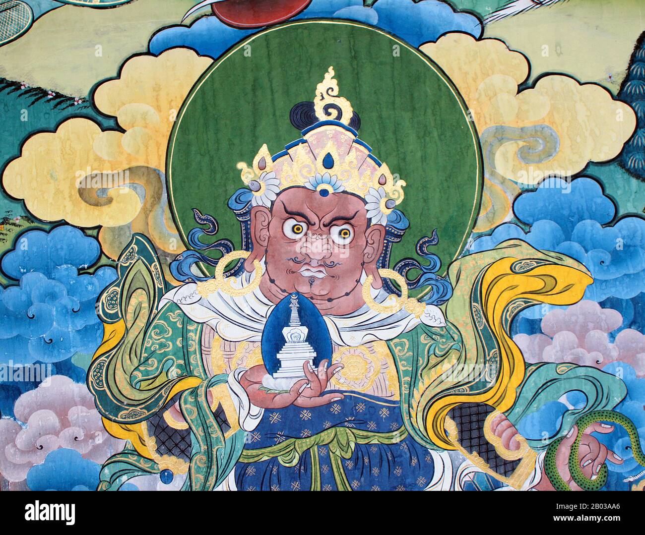 Der Punakha Dzong, auch Pungtang Dewa Chhenbi Phodrang ("der Palast des großen Glücks oder der Glückseligkeit") wurde 1637 - 1638 von der 1. Zhabdrung Rinpoche und Gründer des bhutanischen Staates Ngawang Namgyal (1594 - 1651) erbaut. Es ist der zweitgrößte und zweitälteste Dzong (Festung) in Bhutan, der am Zusammenfluss der Flüsse Pho Chhu (Vater) und Mo Chhu (Mutter) im Tal Punakha-Wangdue liegt. Punakha Dzong ist das Verwaltungszentrum des Distrikts Punakha und war einst bis zum Jahr 1855, als die Hauptstadt nach Thi verlegt wurde, Verwaltungszentrum und Regierungssitz von Bhutan Stockfoto