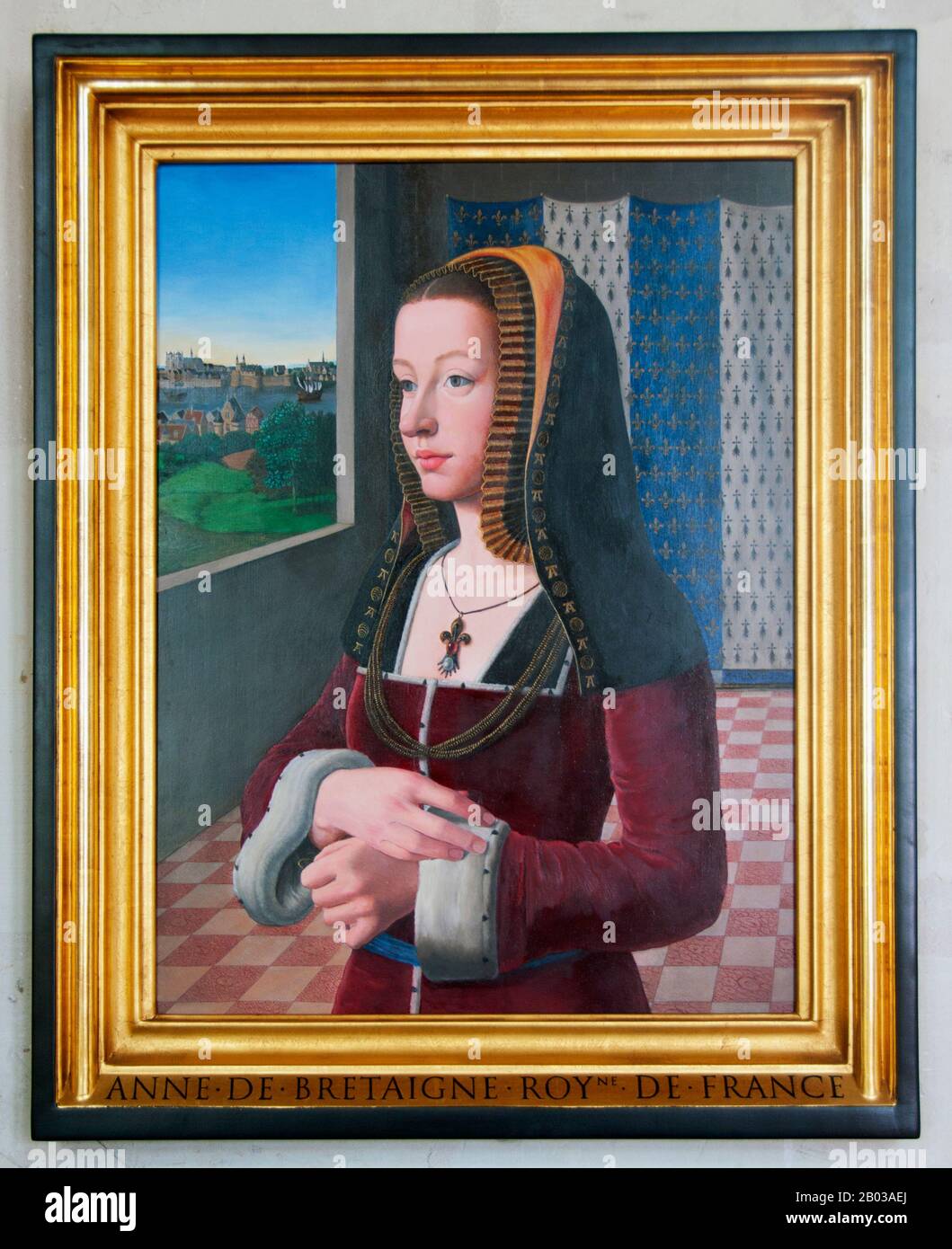 Anne of Brittany (französisch: Anne de Bretagne; bretonisch: Anna Breizh) (25/26. Januar 1477 - 9. Januar 1514) war von 1488 bis zu ihrem Tod Herzogin der Bretagne und von 1491 bis 1498 Königin von Frankreich und von 1499 bis zu ihrem Tod. Sie ist die einzige Frau, die zweimal Königin von Frankreich war. Während der italienischen Kriege wurde Anne auch Königin von Neapel, von 1501 bis 1504, und Herzogin von Mailand, 1499-1500 und von 1500 bis 1512. Stockfoto