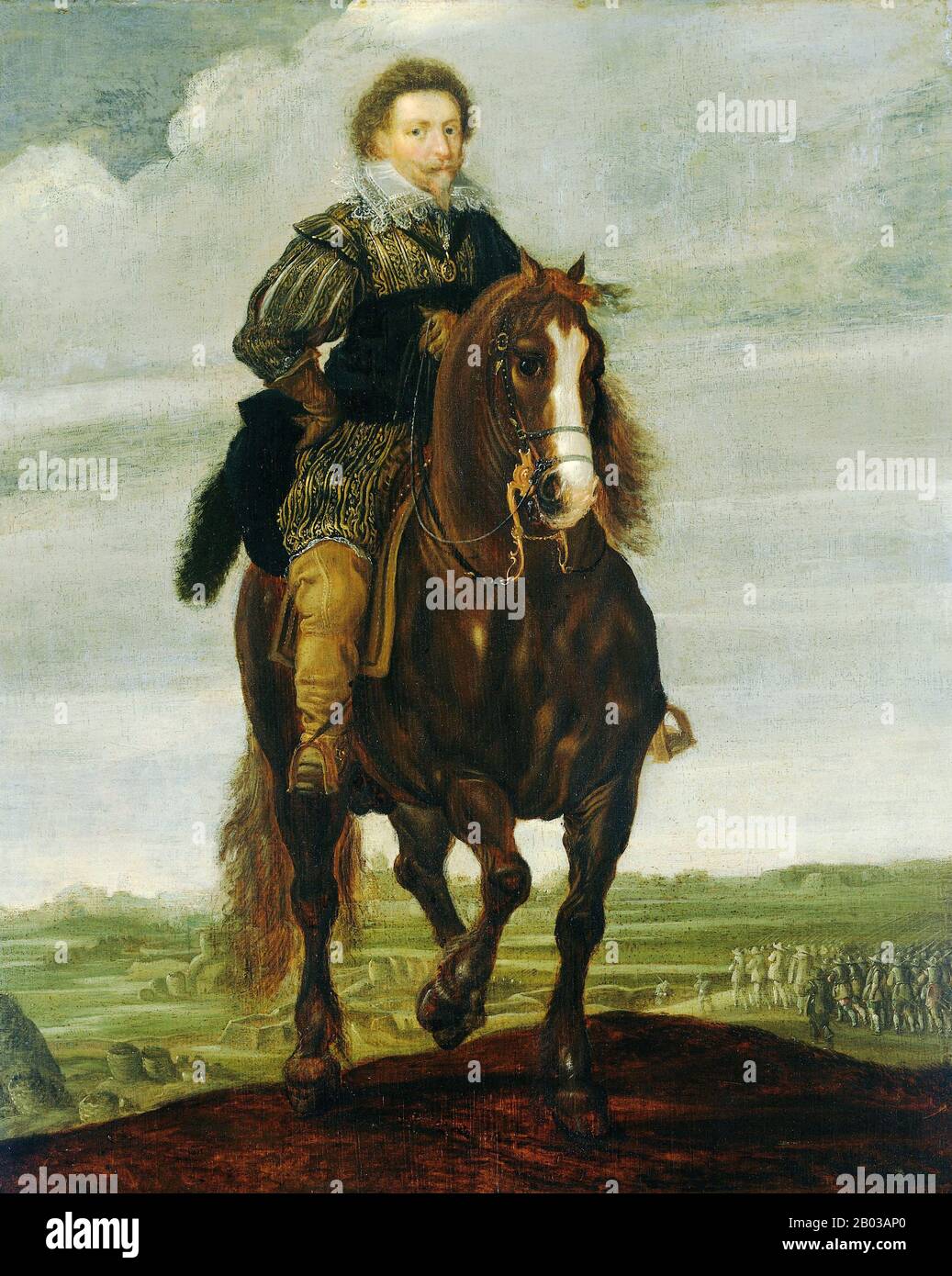 Frederik Hendrik/Frederick Henry (1584-1647) war regierender Fürst von Orange und Stadtolder von Holland, Guelders, Overijssel, Utrechter und Zeeland. Als jüngster Sohn des berühmten William the Silent war er der Halbbrüder des vorherigen Prince of Orange und seines Vorgängers Maurice, der 1625 verstarb. Stockfoto