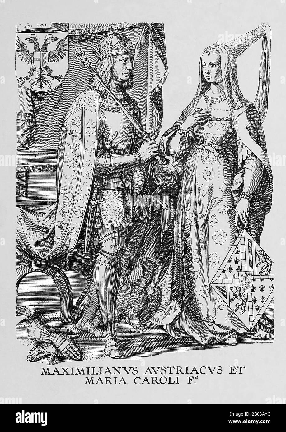 Maximilian II. (1527-1576) war der Sohn von Kaiser Ferdinand I., Der 1562 nach der Belehnung der katholischen Wähler seines Glaubens zum König von Deutschland gewählt und gekrönt wurde und ein Jahr später zum König von Ungarn gekrönt wurde. Als sein Vater 1564 starb, hatte Maximilian die Kronen Kroatiens, Böhmens und des Heiligen römischen Kaiser geerbt. Stockfoto