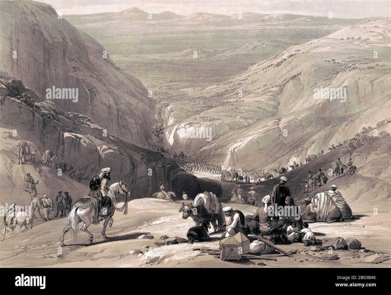 Der Erste Anglo-Afghanische Krieg wurde zwischen Britisch-Indien und Afghanistan von 1832-2 geführt. Es war einer der ersten großen Konflikte während des Großen Spiels, des Wettbewerbs um Macht und Einfluss im 19. Jahrhundert in Zentralasien zwischen dem Vereinigten Königreich und Russland. Und markierte auch einen der schlimmsten Rückschläge, die der britischen Macht in der Region nach der Konsolidierung von British Raj durch die East India Company zugefügt wurden. Stockfoto